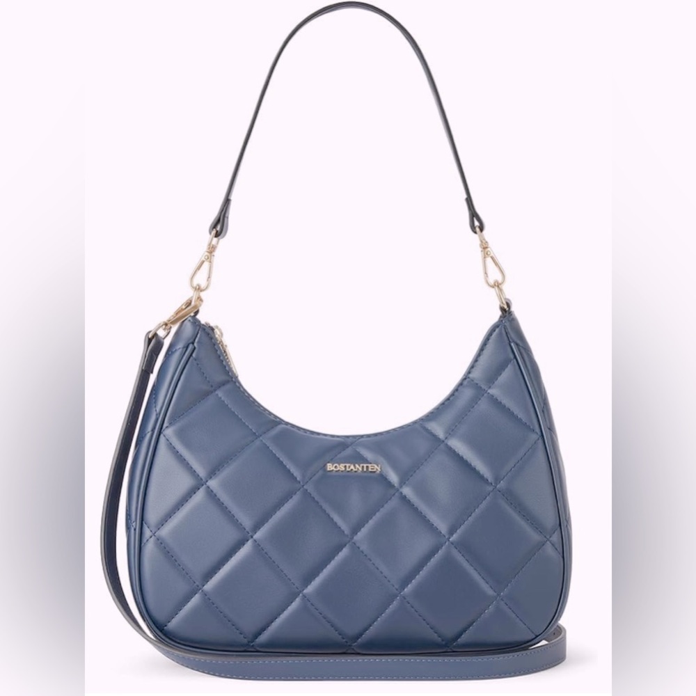 NWT 💖 BOSTANTEN Crescent Shoulder Bag -Vegan Leather Purses Quilted Handbag 🆕